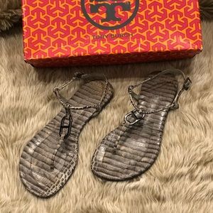 Tory Burch Carrick Thong Croc Print Sandal